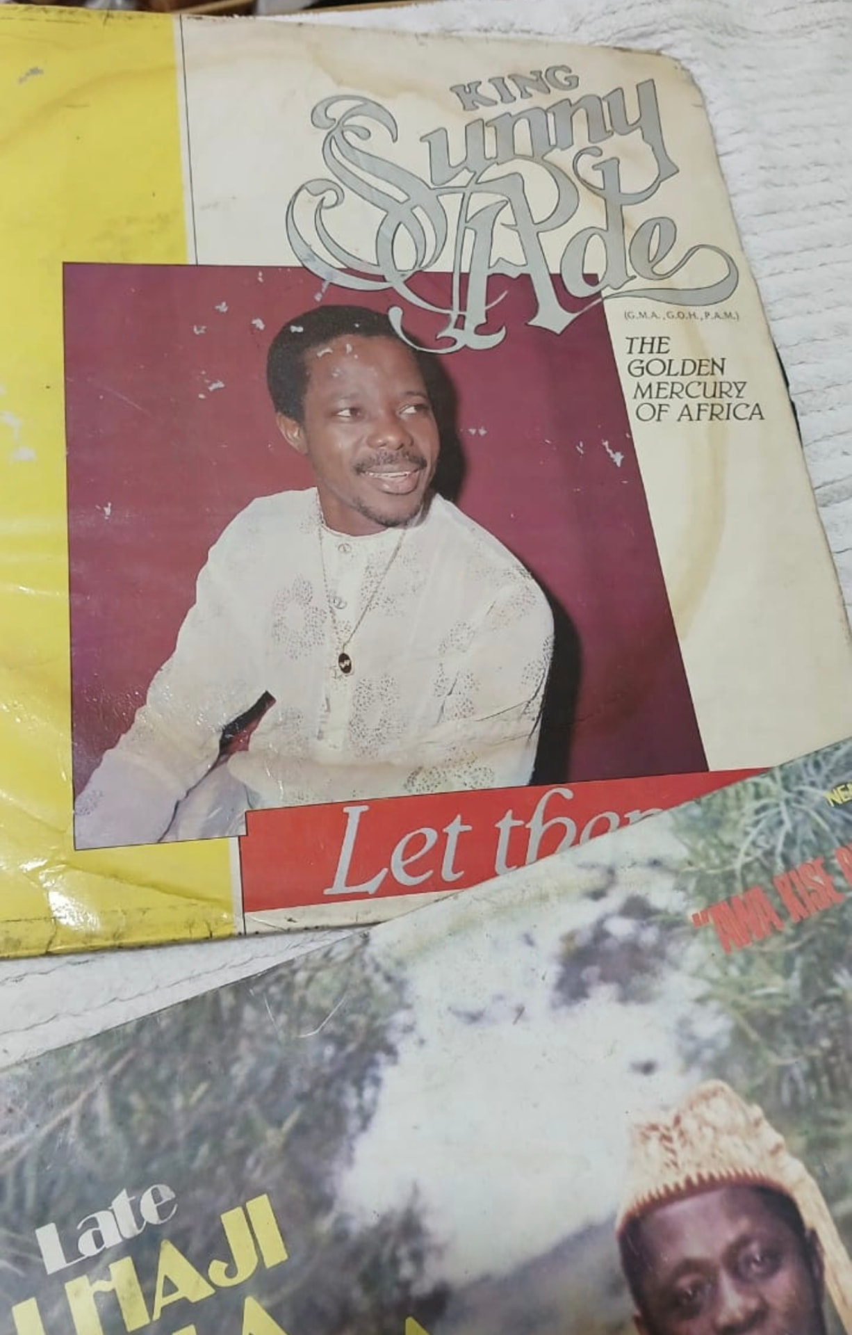Vintage vinyl records by King Sunny Ade sourced for the birthday gift